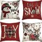 Joy Christmas Let It Snow Snowman Reindeer Throw Pillow Covers, 18 x 18 Inch Xmas Snowflake Winter Holiday Cushion Case Decoration for Sofa Couch Set of